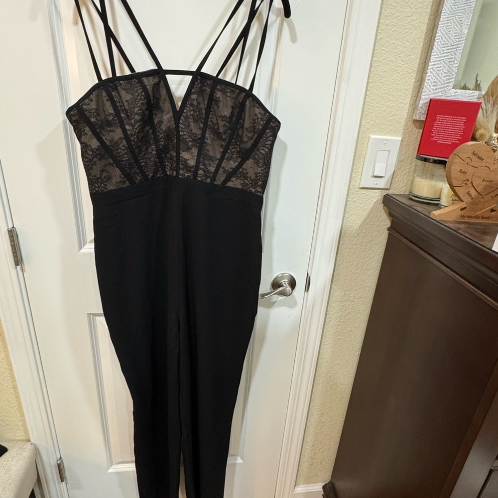 BCBGMaxAzria Black Lace Jumpsuit